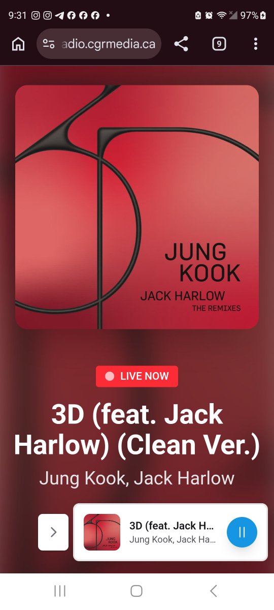 TaeKook_Radio's tweet photo. Thank you @HitsRadioCanada for playing #3D by #JUNGKOOK ft #Harlow #Blue by #V &amp; #RunBts by #BTS tonight on the #GlobalPopFrenzy 

#TKRadio✨️❤️💜🫶🤝
#Golden #LayoVer #Proof https://t.co/OqQkAlJFbD
