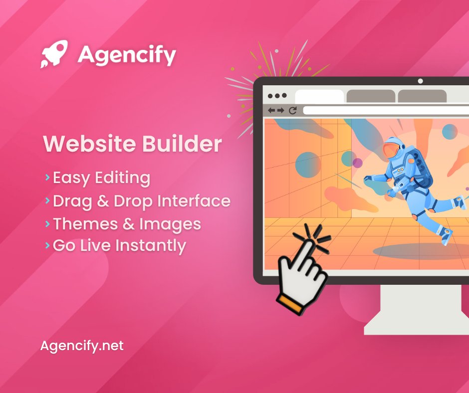 Agencify's tweet photo. Build your online presence with Agencify Websites 💻🚀

✅ Easy editing
✅ Drag &amp; drop interface
✅ Beautiful themes and images
✅ Publish your website in minutes

💡 Launch your brand today!
🔗 https://t.co/sMC9bQVGAB

#Agencify #Website #Builder #Web #Design #Digital #Internet https://t.co/Ej0s9YQAws
