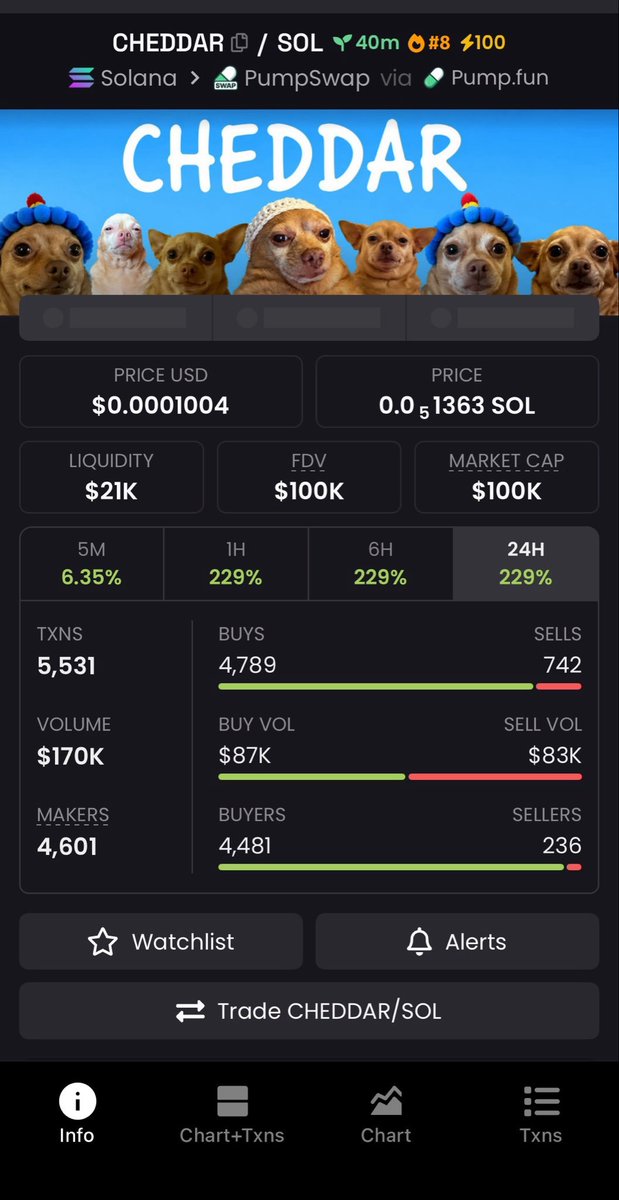 Brunna_leto's tweet photo. $CHEDDAR Another banger. 🚀
$6.4K ➜ $100K MC.
Smart money moved first.
Private TG delivered again. 💰
Follow + 📩 DM to get into the TG &amp; Discord before the next 100x.
Ca:
4bA5pMkTwkPAbVsxgDPxJguDqjKSTNPtk8T6BwDgpump
#solana #memecoin #bbvipks4 https://t.co/I3lG1MbpgH