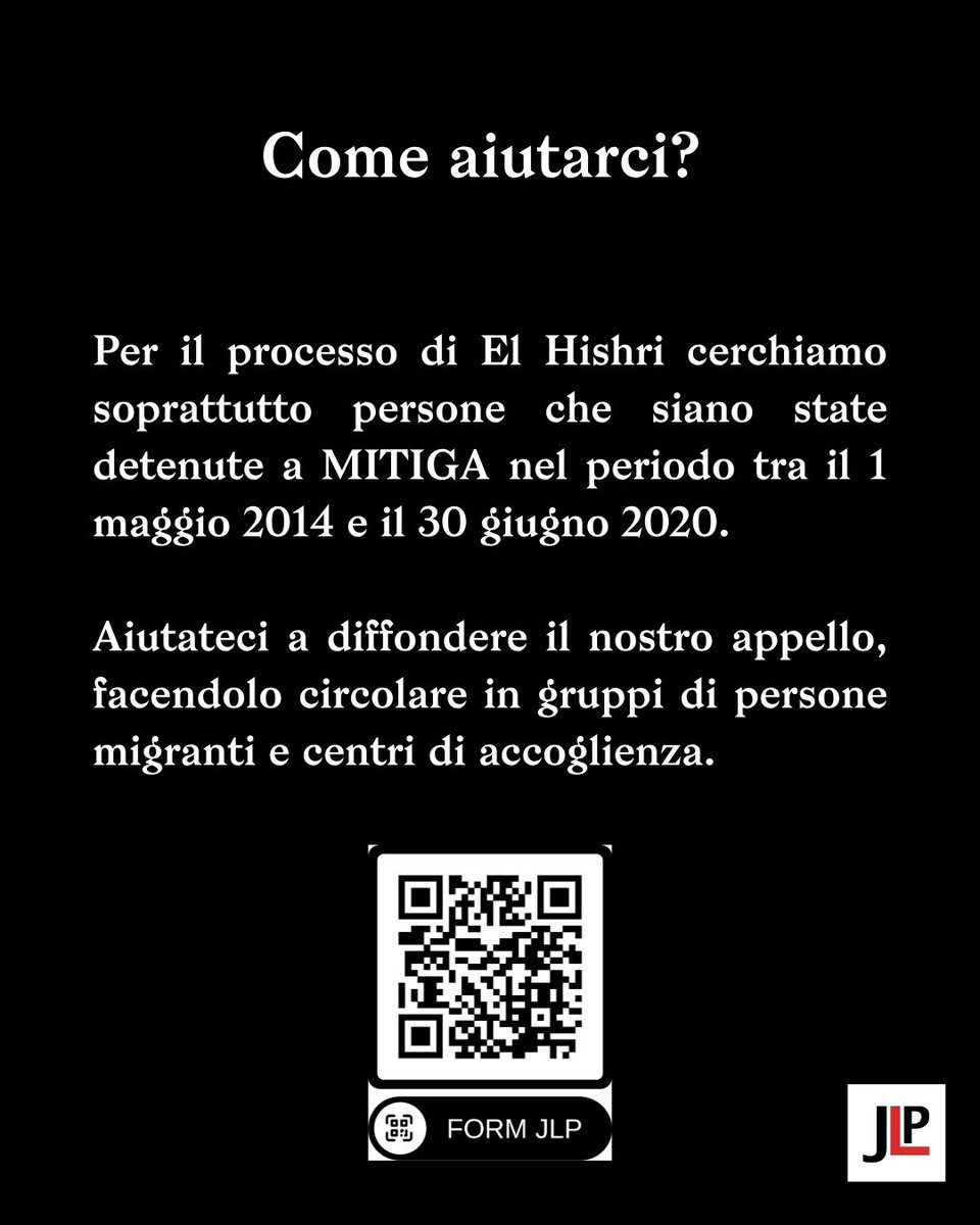 JLProject1's tweet photo. Noi di #JLProject stiamo cercando altre vittime di #Almasri e #ElHishri.
Condividete l'appello con chi può conoscerle. https://t.co/WZKEkbAvtw