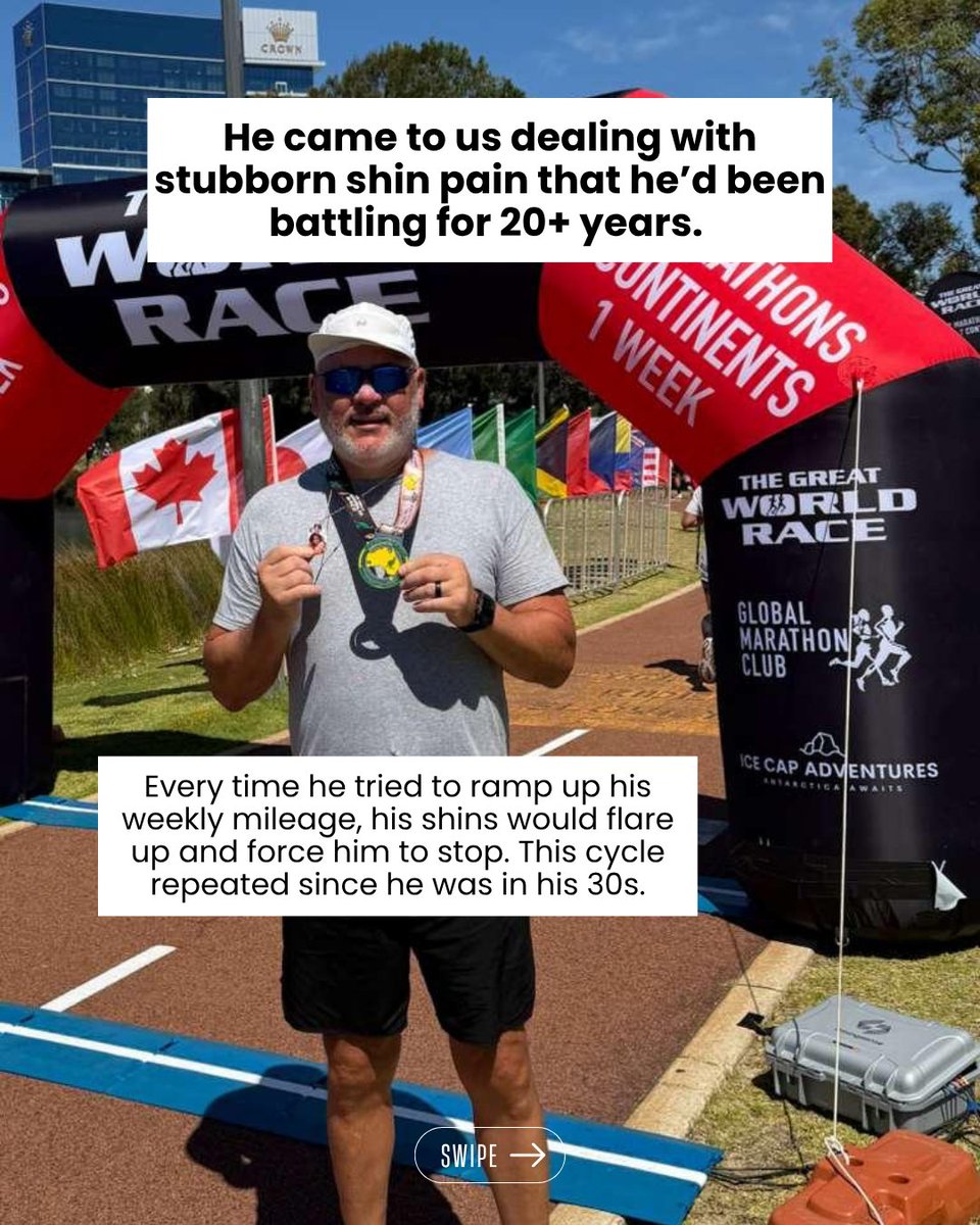 athelitetherapy's tweet photo. From chronic shin pain to 7 marathons in 7 days on 7 continents. 🏃‍♂️🌍

A runner came to us dealing with constant shin pain. Every time he tried to bump up his weekly mileage, his shins would flare up and force him to stop. 

Read more:

https://t.co/XCBIdlcWeN https://t.co/6lT6h8GBXz