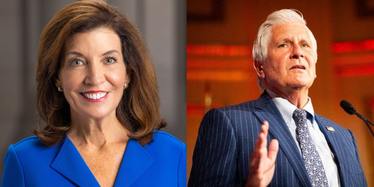 IAPolls2022's tweet photo. NEW YORK POLL - Governor for pro-Blakeman group

🟦 Kathy Hochul (inc): 47%
🟥 Bruce Blakeman: 43%

Indies: Blakeman 54-33
——
Fav-unfav
Blakeman: 30-23 (+7)
Hochul: 38-58 (-20)

Red Oak Strategic | 7/7-12 | 2,000 RV
https://t.co/TfOam8ZbTp https://t.co/IwuuMRhb6j