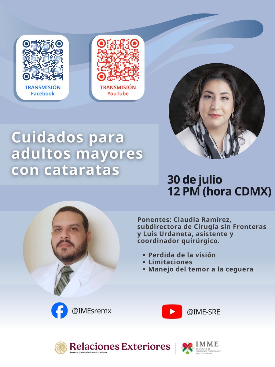 IME_SRE's tweet photo. Te esperamos mañana a las ⏰ 12:00 h (CDMX). Acompáñanos y conoce más sobre este importante tema de salud.

Conéctate a través de:
🔗: https://t.co/MiFtvdPYCb

#ComunidadMexicana https://t.co/HH8Bhq0GMF