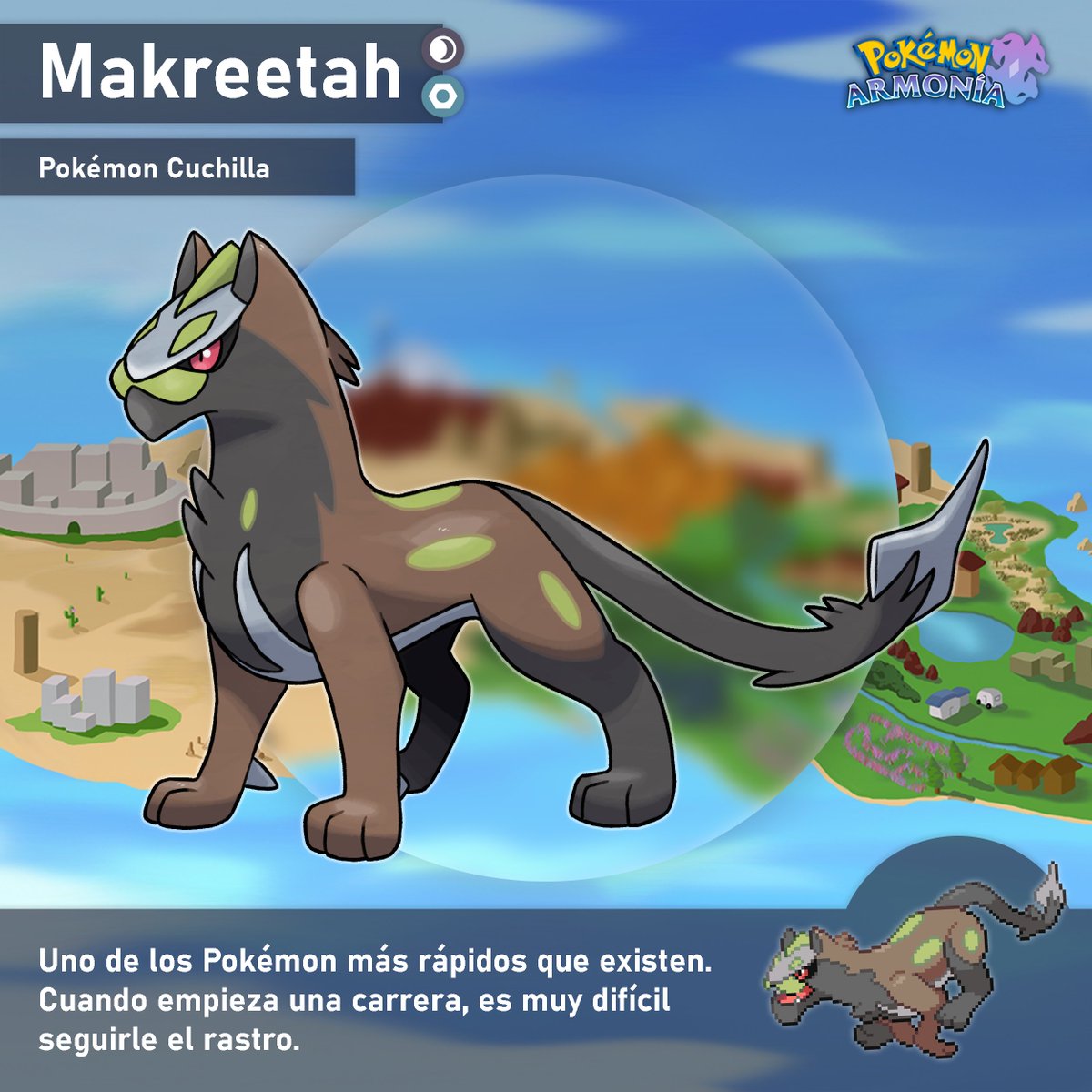 PkmArmonia's tweet photo. 🌑¡Predapid evoluciona en Makreetah! 🌑

Este Pokémon depredador es considerado el más veloz de la región. Utiliza sus espolones y cuchillas para cazar a sus presas.

¿Lo llevaréis en vuestro equipo? #PkmnArmonia🐆 https://t.co/IIPTcfgSDG