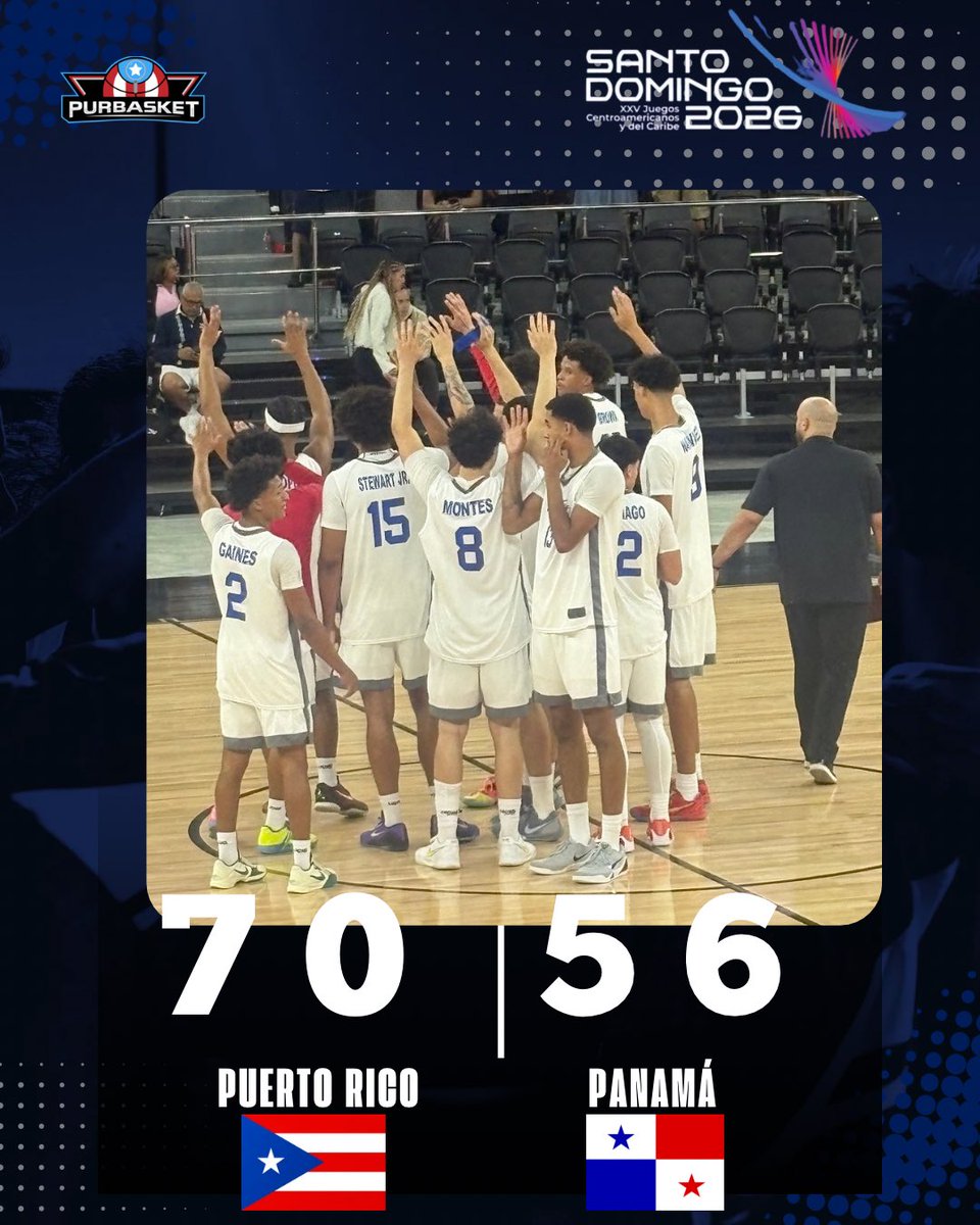 purbasket1's tweet photo. 📟Centroamericanos y del Caribe 2026 🏀 U20

📲Puerto Rico 🇵🇷 70 🆚 56 🇵🇦 Panamá

📊Stats:
-I. Brown: 14P | 2A | 2R
-DJ Gaines: 11P | 4A
-R. Santiago: 11P | 3A
-F. Quiñones: 10P | 4A | 3R

📸 @fbpur https://t.co/SdQd7NNoMv