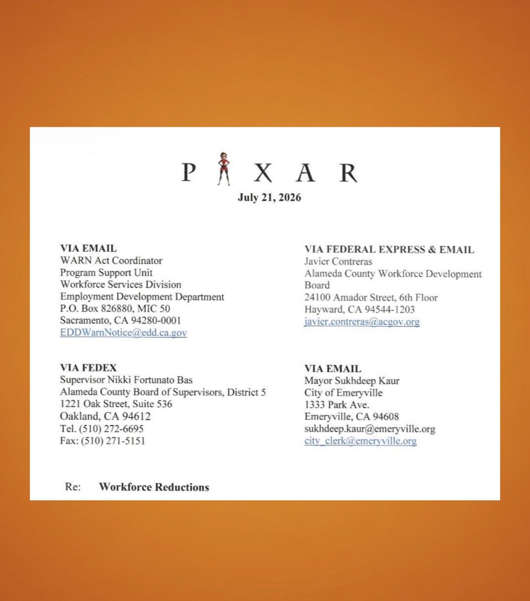 CartoonsOTMoon's tweet photo. Pixar anunció el despido de más de 100 trabajadores con una imagen de Elastigirl:

Se espera que los afectados dejen la empresa en septiembre. https://t.co/XkriwUSC2g