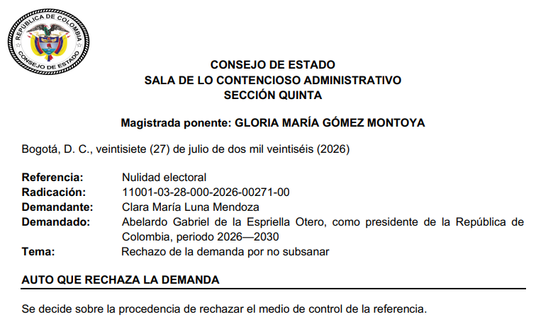 millanrussy's tweet photo. El Consejo de Estado RECHAZA la tercera demanda en contra de la elección de Abelardo De La Espriella. https://t.co/OUhingGpCR
