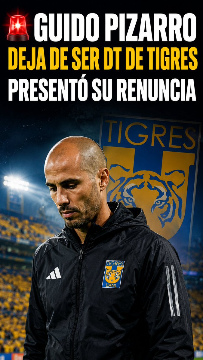 aficionportena's tweet photo. 🚨 ¡OFICIAL! Guido Pizarro dejó de ser director técnico de Tigres.

El histórico capitán presentó su renuncia y puso fin a una etapa que terminó antes de lo esperado.

¿Fue la decisión correcta o el club debió darle más tiempo a su proyecto? 👀

#Tigres #GuidoPizarro https://t.co/5mYilZtRjp