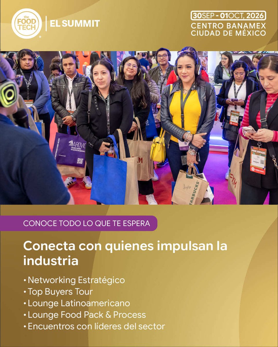 ElFoodTech's tweet photo. 🗝Vive el Congreso Internacional de mayor nivel en LATAM y sé parte de un espacio vivo de creatividad y conexión.ç
❗Adquiere 40% OFF en tu Pase Dorado por tiempo limitado 👉 https://t.co/Sxbl8ip4Cj
#thefoodtech #TFTEXPO26 https://t.co/I8CJzoiBPC