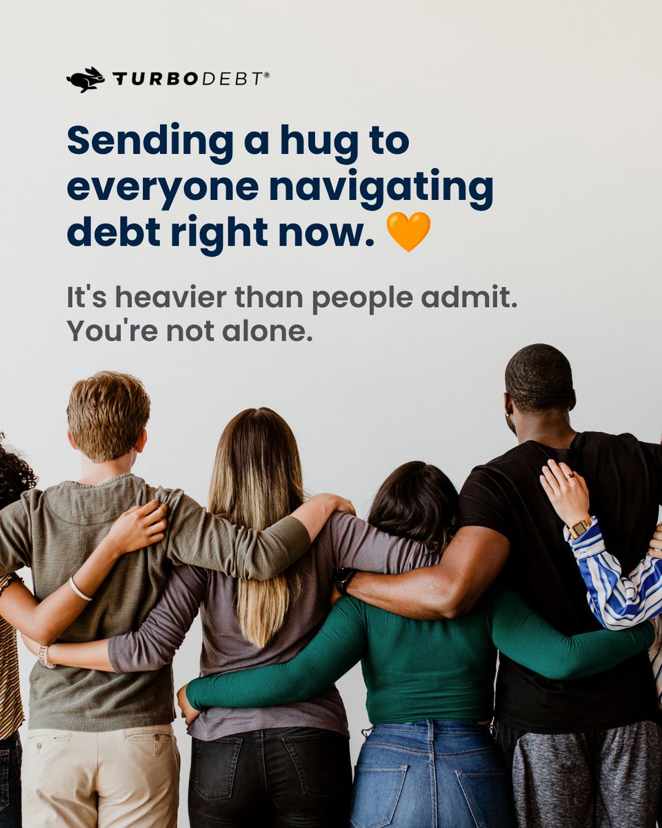 TheTurboDebt's tweet photo. Sending a hug to everyone navigating debt right now. 🧡 It's heavier than people admit. You're not alone. #ShareAHugDay #TurboDebt https://t.co/JZcjhQkGvx