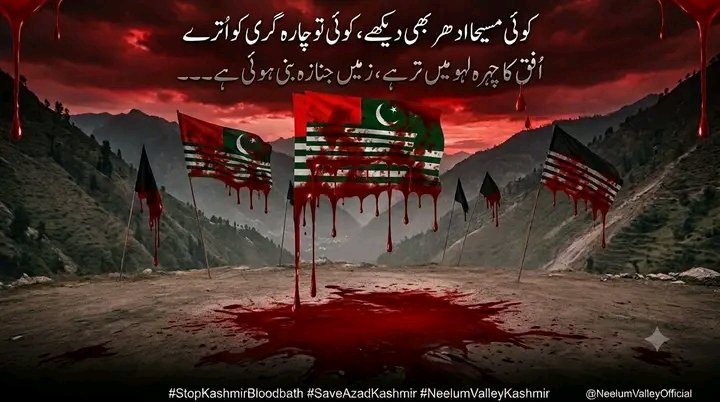 SafeerSufii's tweet photo. کوئی مسیحا ادھر بھی دیکھے، کوئی تو چارہ گری کو اُترے
اُفق کا چہرہ لہو میں تر ہے ، زمیں جنازہ بنی ہوئی ہے ۔۔۔۔
#ajkrightmoment https://t.co/IAjdDthMUb