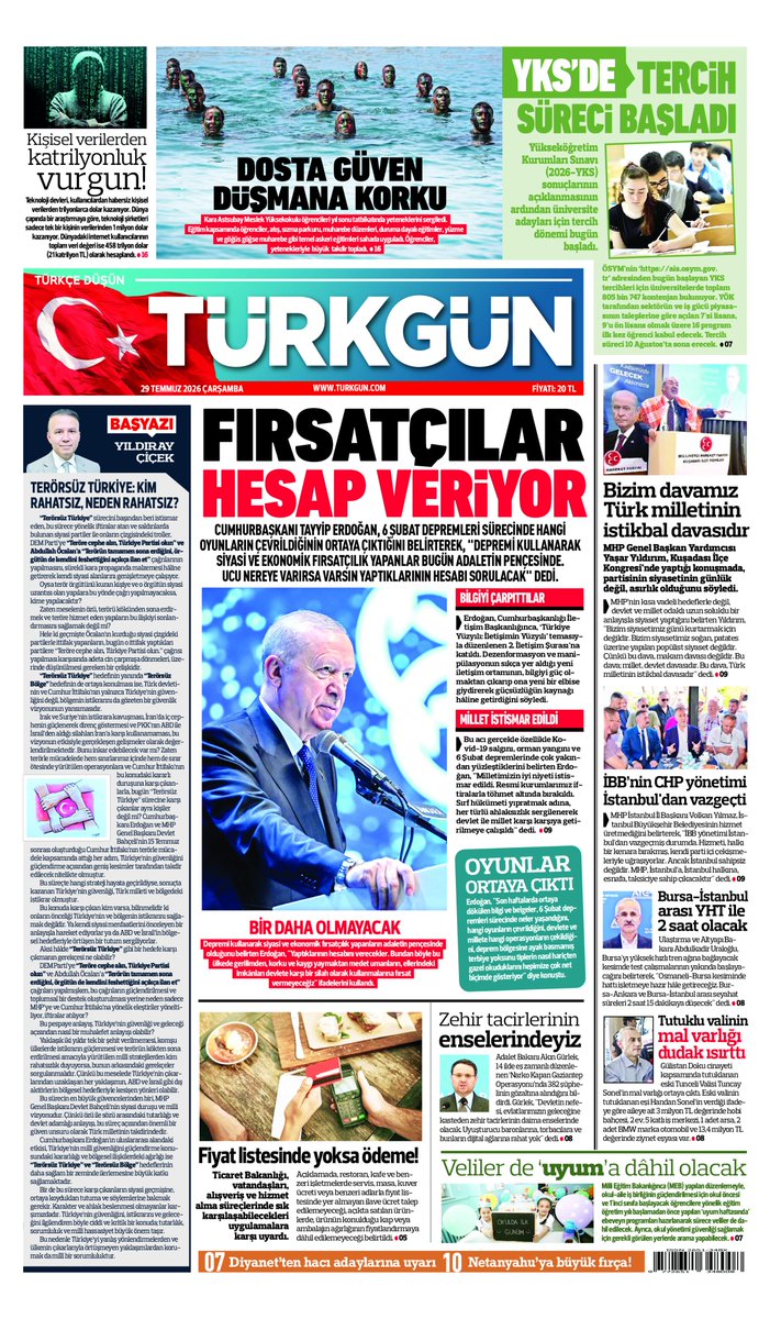 TurkgunGazetesi's tweet photo. Gazetemizin 29 Temmuz Çarşamba baskısını inceleyebilirsiniz...

#TürkgünGazetesi #Türkgün https://t.co/24kRYSkYGR