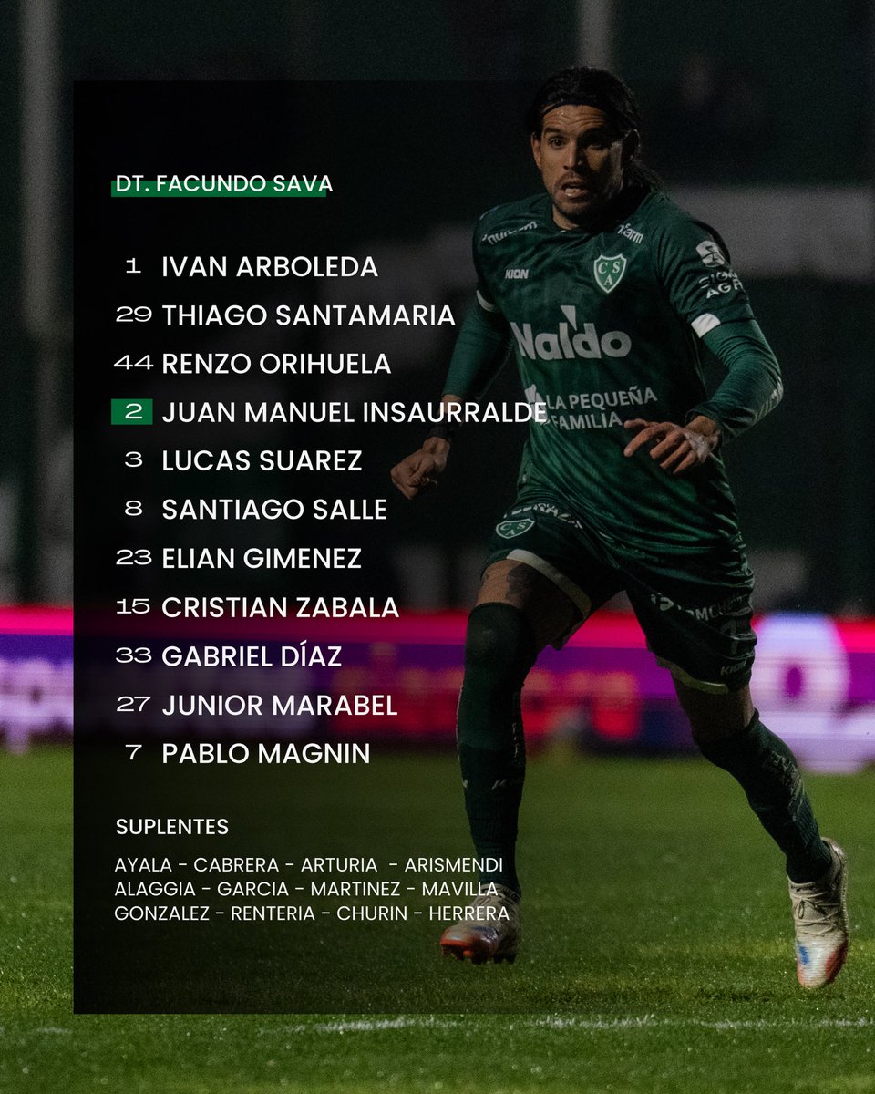 CASarmientoOf's tweet photo. ✅ Formación confirmada ante @CAB_oficial 👊

#DaleVerde 🇳🇬 https://t.co/RproRSY9MR