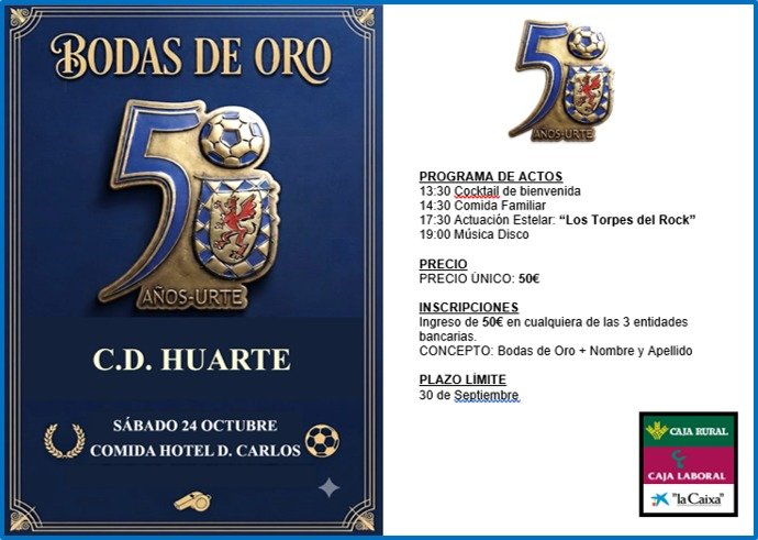 CD_HUARTE's tweet photo. ATENCIÓN, ATENCIÓN!!! Recibidas las sugerencias después de la publicación anterior, el C.D. Huarte reconsidera el precio de la comida familiar: 50€. No lo dudes y apúntate!!! https://t.co/5RZhrYnFnf