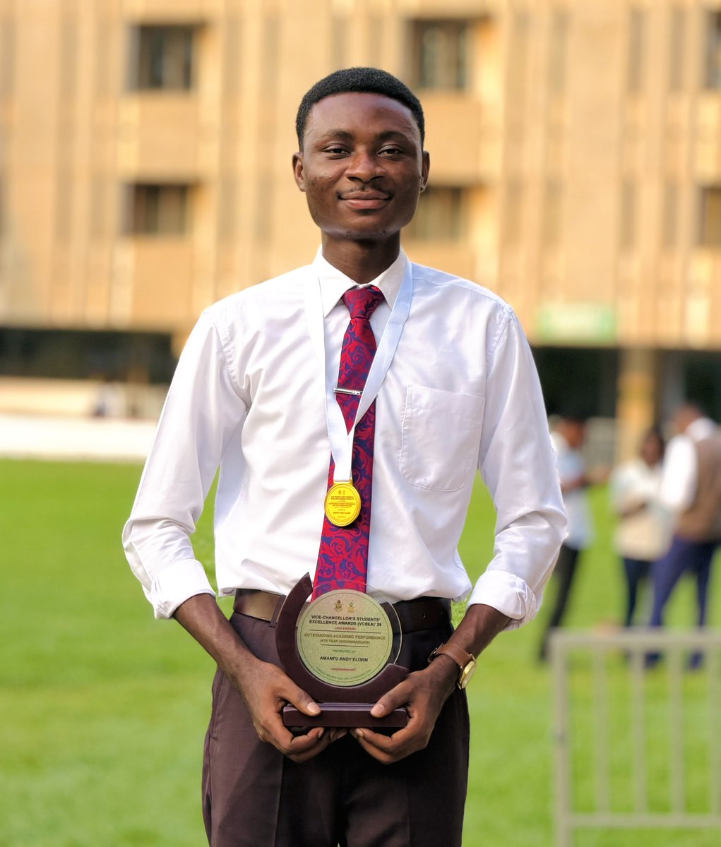 Thevokofficial's tweet photo. 📍📍JUST IN📍📍

Andy Elorm, a former student of Adisadel College has been named the Overall Best fourth-year KNUST student at the 2026 KNUST Vice Chancellor’s Students’ Excellence Awards with a CWA of 86.80 in Sociology 🧠⭐🥇

Stay tuned✅ | #VOKLive https://t.co/A96WVE6Vz2