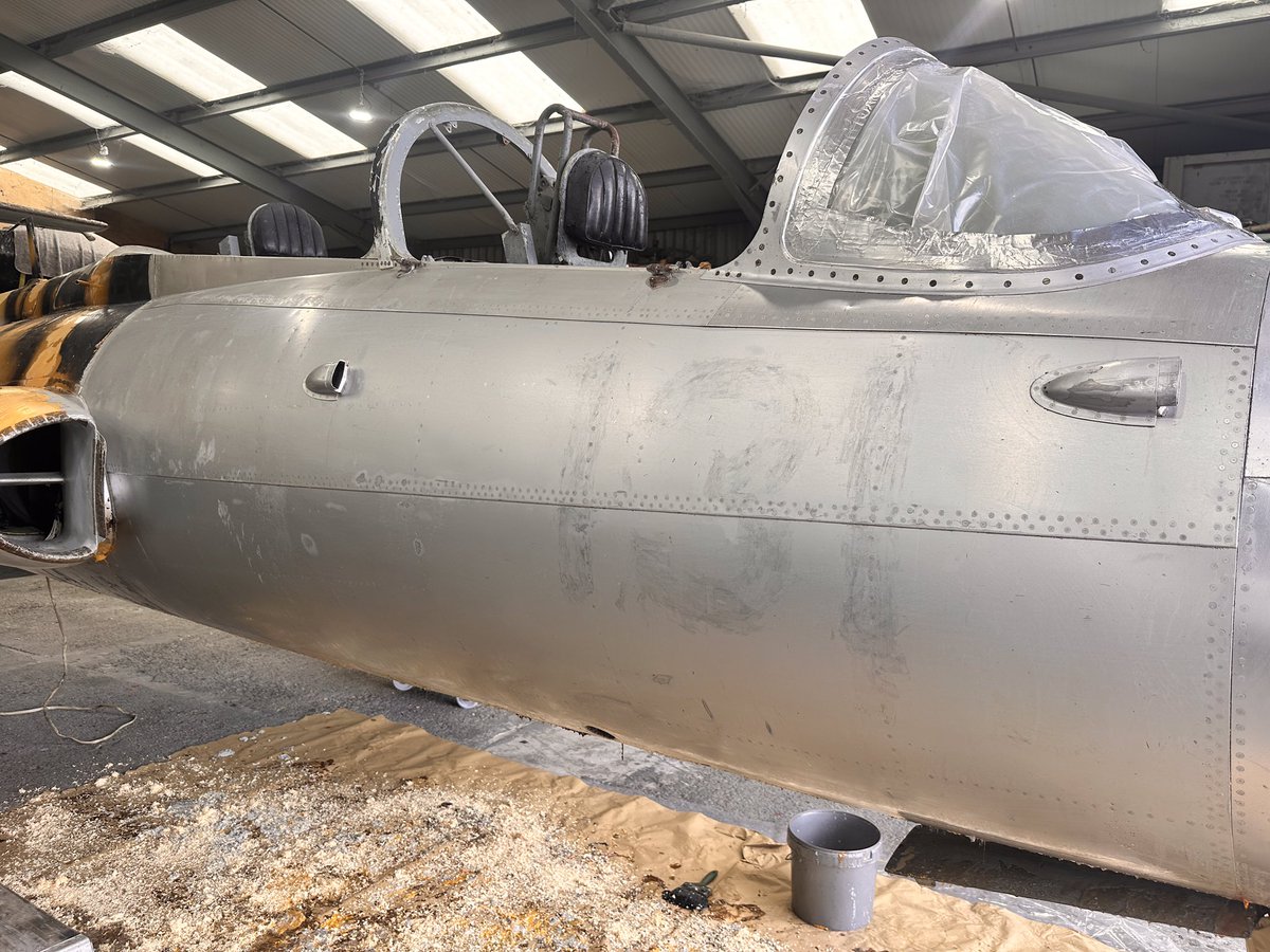 ShootAviation's tweet photo. Paint stripping the L29 we find evidence of what looks like “131” on the side of the nose! Anyone know it’s history? #L29 https://t.co/DSH3jAkk4t