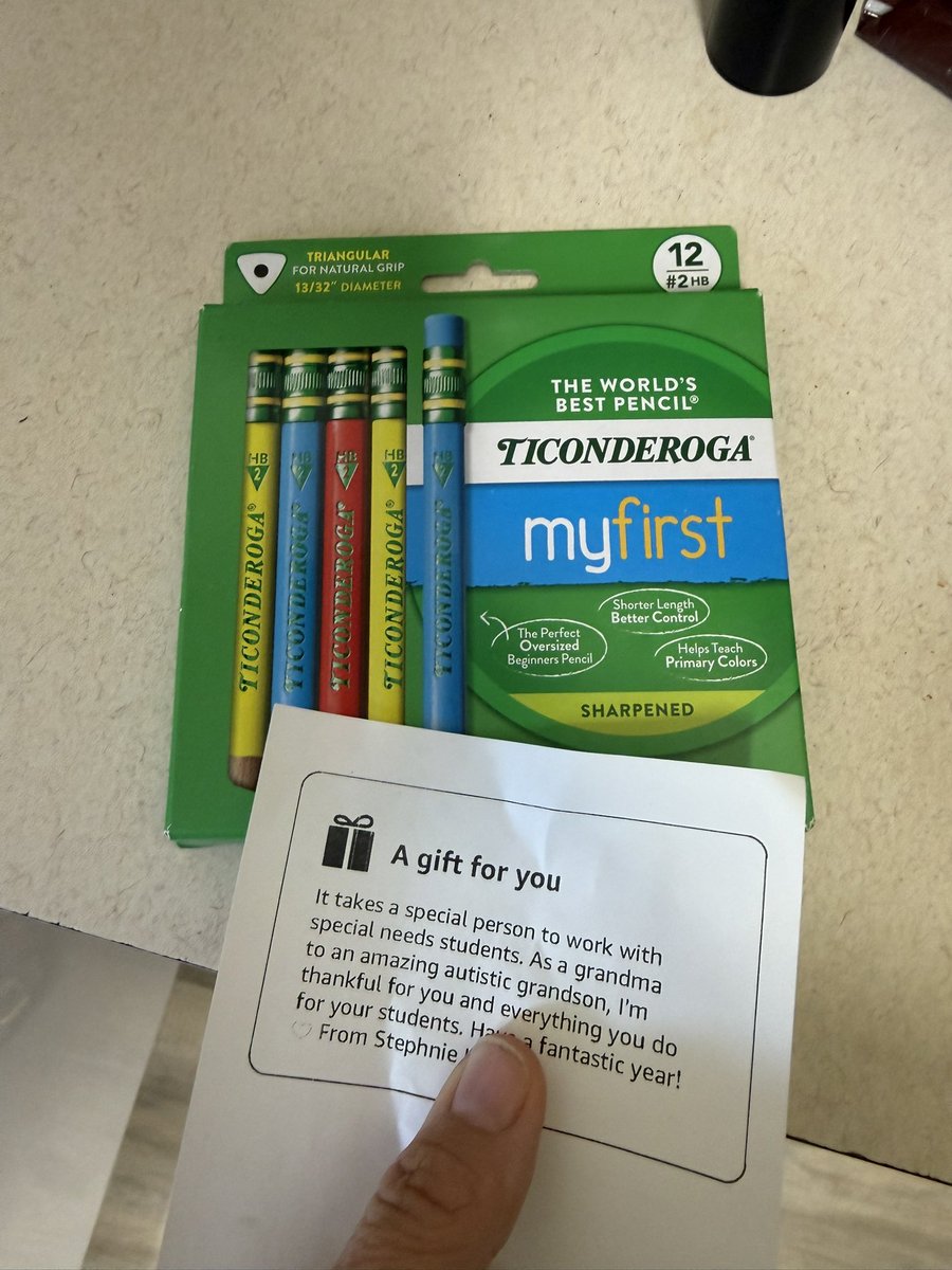 JamieLeeHagan's tweet photo. I just received my 2nd official item purchased from my wishlist! I’m so unbelievably grateful for this item! I teach special needs Pre-K and I really work hard on pencil grip. Thank you so much Stephnie for you gift and wonderful note ❤️ I hope you see this! #Teachersof𝕏 https://t.co/J0hgLW9LiX