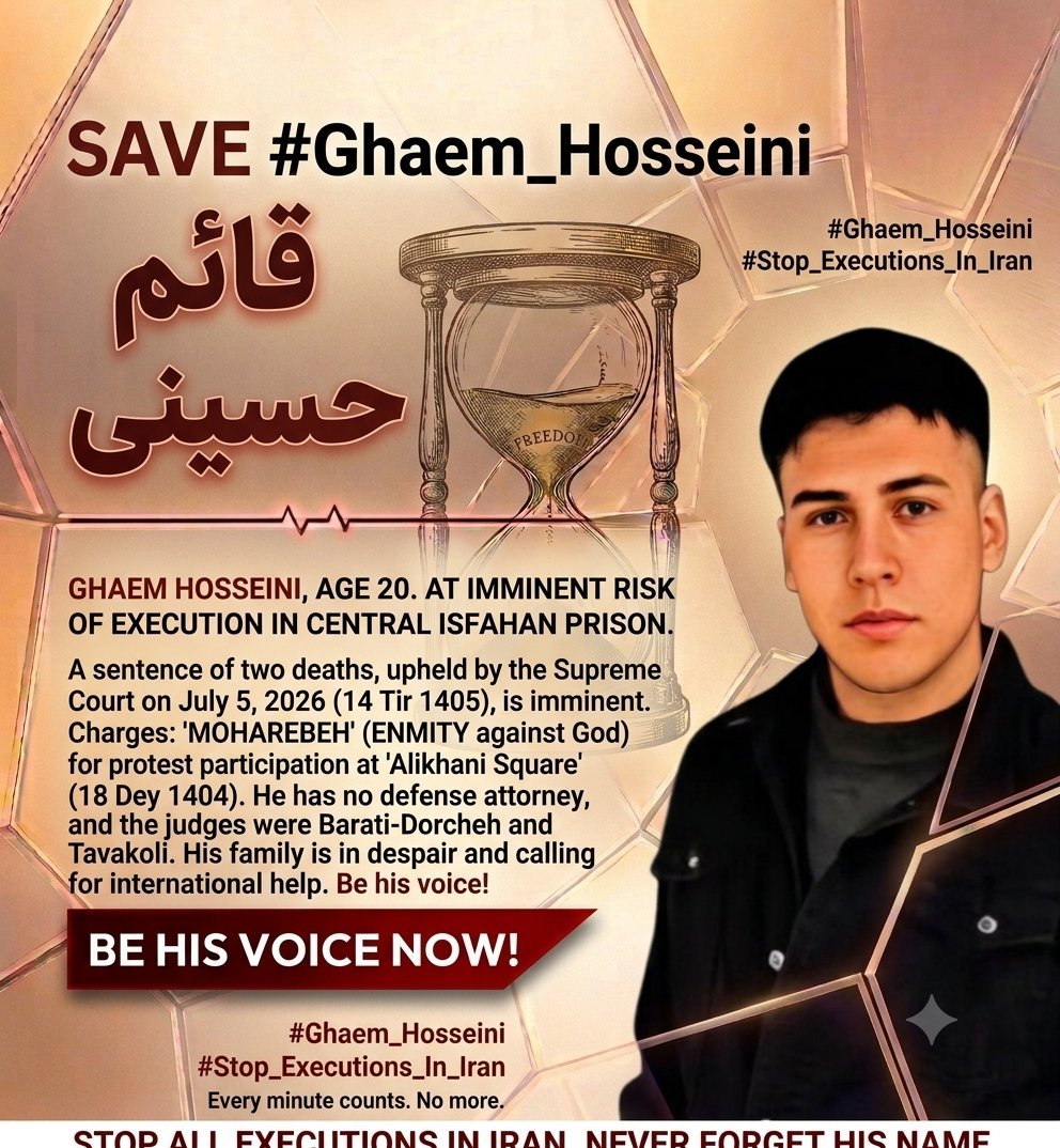 MiaStars7m's tweet photo. لطفا ریت و کوت کنید 
من هیچ توییتی از ایشون ندیدم.
قائم حسینی، ۲۱ ساله، ۲ بار به اعدام محکوم شده
 و در اصفهان در خطر فوری اعدام است.
Ghaem Hosseini, 21, sentenced to death twice. At imminent risk in Isfahan.
#قائم_حسینی
 #Ghaem_Hosseini #StopExecutionsInIran https://t.co/iGff8lI2Np