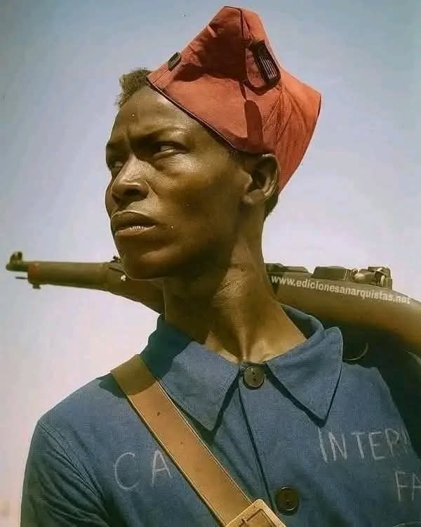 NewPerspectives's tweet photo. An African American in the CNT militias inside the Bakunin Barracks https://t.co/h3WMowpjZ5