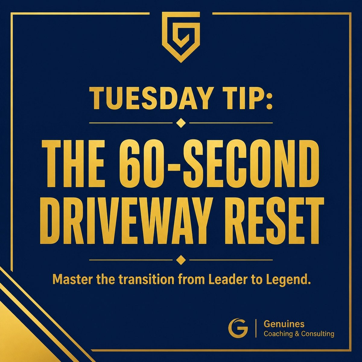RedenDionisio's tweet photo. Stop bringing office stress home. Try the 60-Second Driveway Reset. Sit. Breathe. Shift from 'Executive' to 'Present.' Intentional transitions create alignment and legacy. Be the leader your family deserves. https://t.co/UtZDW9t8OY
