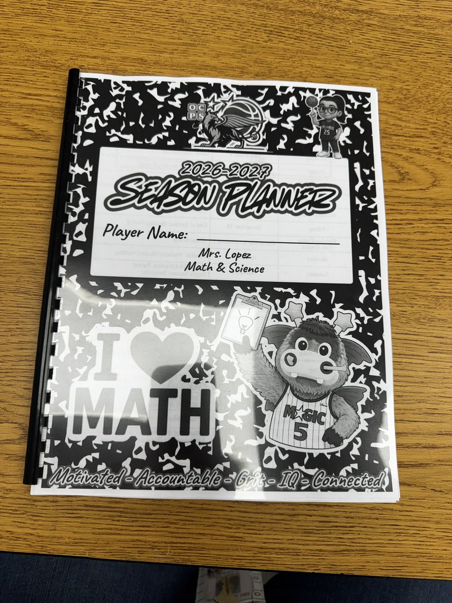 MrsLopezMagic's tweet photo. Year #9 Loading… 💙🩶🖤 Planners won’t be in color, but that’s okay. I was able to print a sample at work and bind it with a binding machine I borrowed from an awesome coworker 🙏🏻 Shoutout to @Stonewyck_OCPS custodians for making my floors super shiny 😁 #MagicMath @OrlandoMagic https://t.co/YhWGFXPgTW