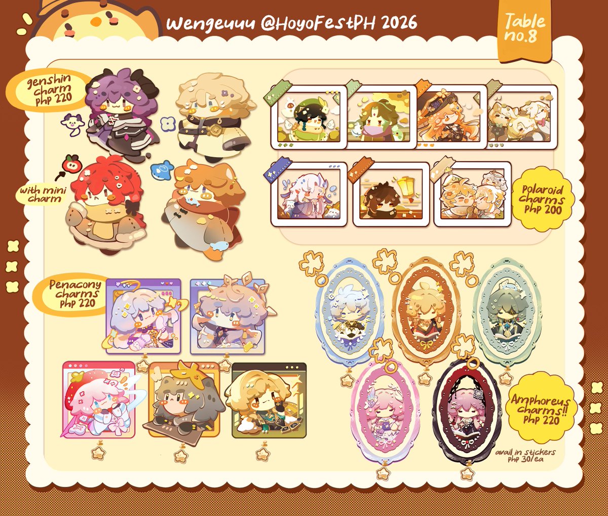 wengeuuu26's tweet photo. [rts 💛 ] 1/2
uwaa late post🙇‍♀️but here's my full #HoYoFESTPH catalog yipee🥹 I'll be at table 8 with mayarinan cya cyaa!!🫡

reservations still open :3

✨July 30 - August 2, 2026
✨Space @ OneAyala

#HoYoFEST2026 https://t.co/e41fea7RZJ