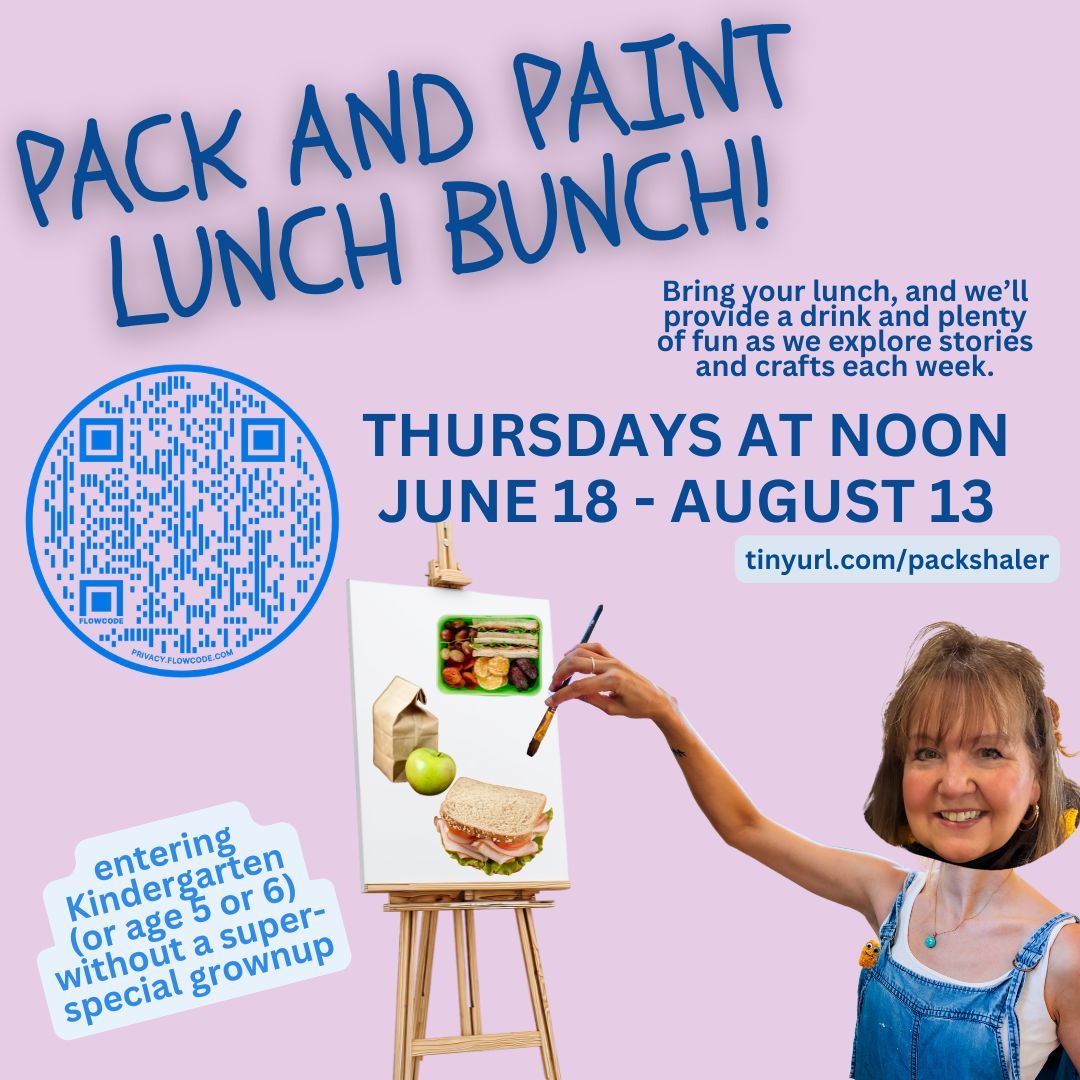 shalerlibrary's tweet photo. Bring your lunch to Pack & Paint Lunch Bunch at #Shaler Library on Thursdays from 12-1 PM. We’ll provide a drink & painting fun exploring stories for those entering kindergarten in the fall (or ages 5-6) without a caregiver. Dress to mess! Please register for each session. #snhl https://t.co/GAbdgkiOJM