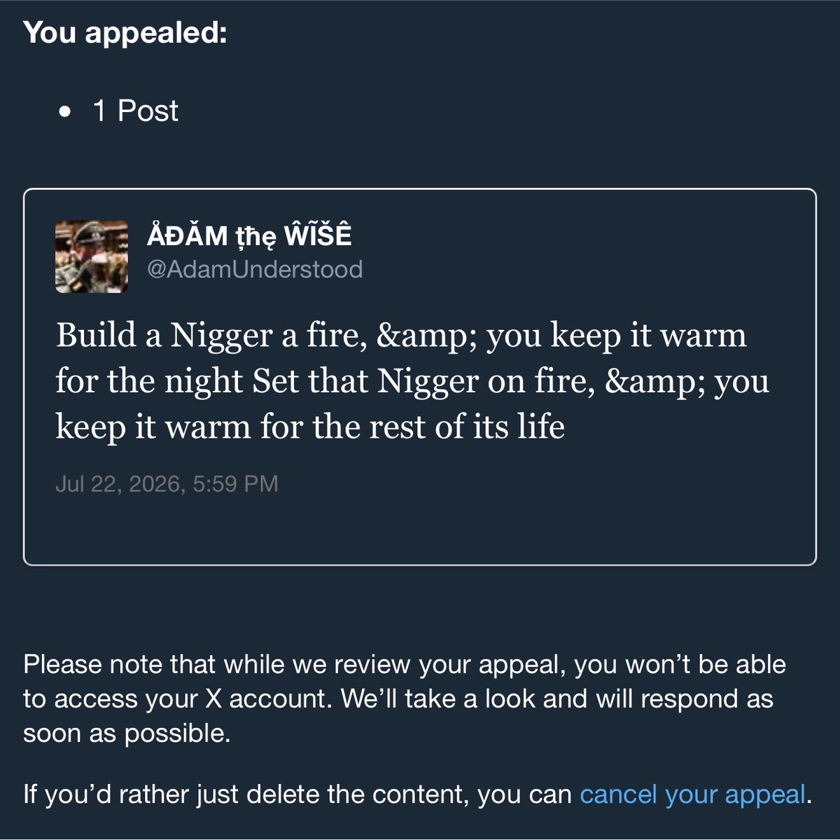 AdamComprehends's tweet photo. @TonyMichaelX Who the fuck knows what they are doing behind the curtain 

My (new) main has less than 1000 followers

I had a great original post, got several thousand likes

Account got suspended, they want me to delete things and acquiesce…

Free speech my ass 

https://t.co/qwi9JWF2rd https://t.co/VKzJQljHpA