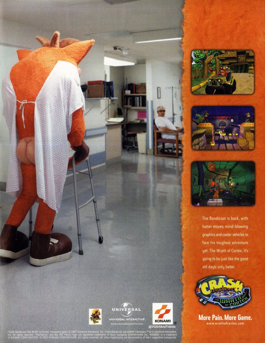 VGArtAndTidbits's tweet photo. Crash Bandicoot: The Wrath of Cortex - two-page PlayStation 2 ad (2001). https://t.co/E38NRN8akh