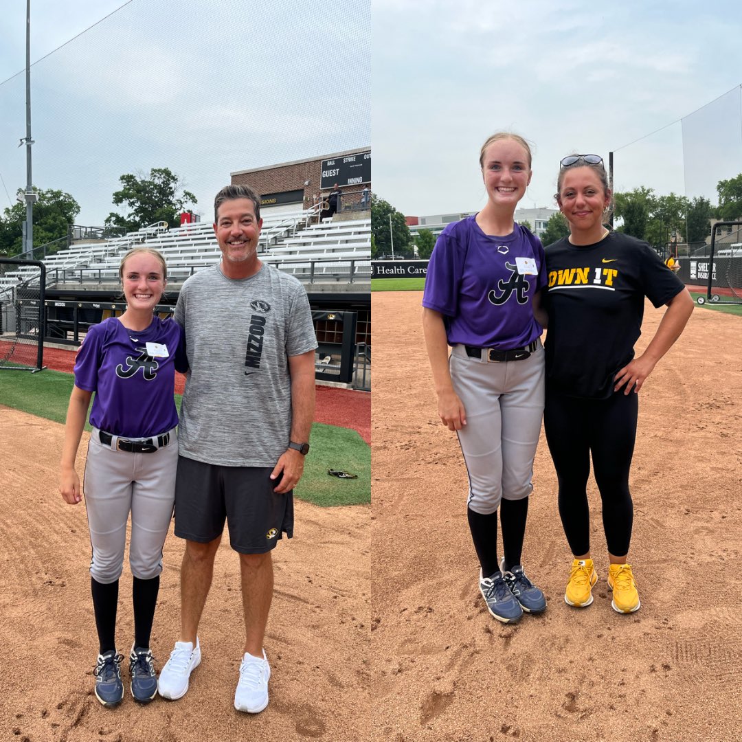 ElleBruemmer's tweet photo. Thank you @MizzouSoftball for putting on a great camp today! I am so pumped to take what I have learned and apply it to make me better! Seeing instant improvements from the coaching I received is so cool! 
@CoachLarissaA @epsteinhitting @CoachBella42 @emma_raabe @ConnorMammola https://t.co/8OKcWgI7hM