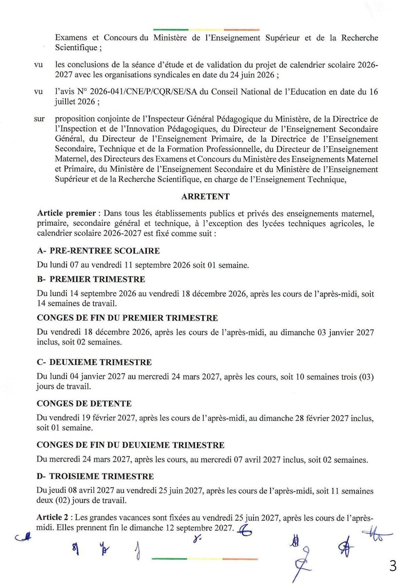 actualites229's tweet photo. 🇧🇯 @gouvbenin a publié le calendrier scolaire 2026-2027. Lire le document ⬇️ https://t.co/LWkTId3uRp