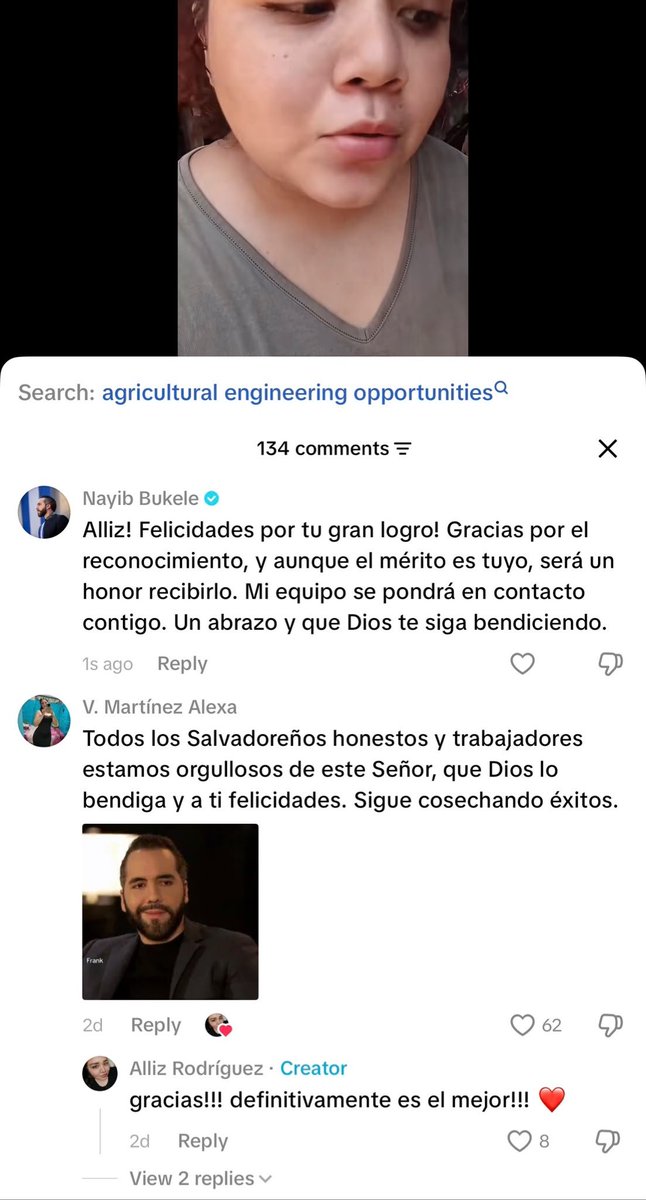 ultimahsv's tweet photo. #Nacionales | 🎓🇸🇻 El Presidente @nayibbukele le responde a la joven Allíz Rodríguez, quien está a punto de graduarse como profesional en Agronomía y desea entregar un reconocimiento al Mandatario, ya que él la apoyó facilitándole una beca de estudio.

📎https://t.co/ywl0JLAIjE https://t.co/j2nPew76DF