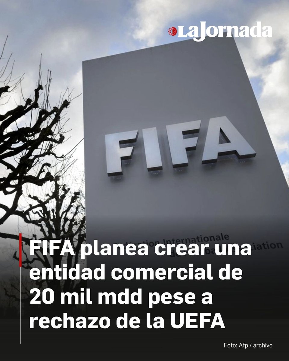 lajornadaonline's tweet photo. ⚽️ 💰 La FIFA anunció su intención de constituir una nueva entidad comercial valorada en 20 mil millones de dólares, un plan para el que buscará el respaldo de sus 211 federaciones miembro y que ya ha recibido el rechazo frontal de la UEFA.

El máximo organismo de futbol trabaja de la mano con banqueros de JPMorgan.

Lee más aquí 👇
https://t.co/O6CCLt0pBx