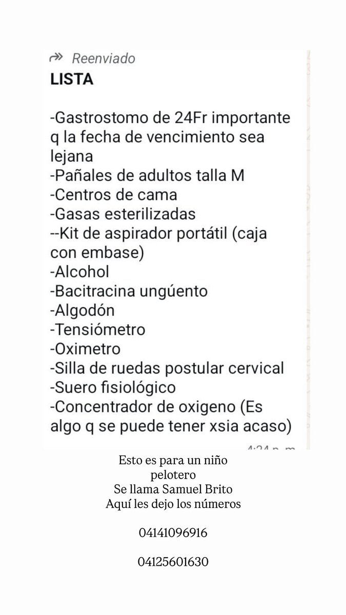 Cafejr40's tweet photo. Se necesitan porfavor estos insumos para un niño pelotero aquí les dejo los numeros 

04125601630

04141096916

Con un Repost también 🙏🏾 https://t.co/6M0Lmgza37