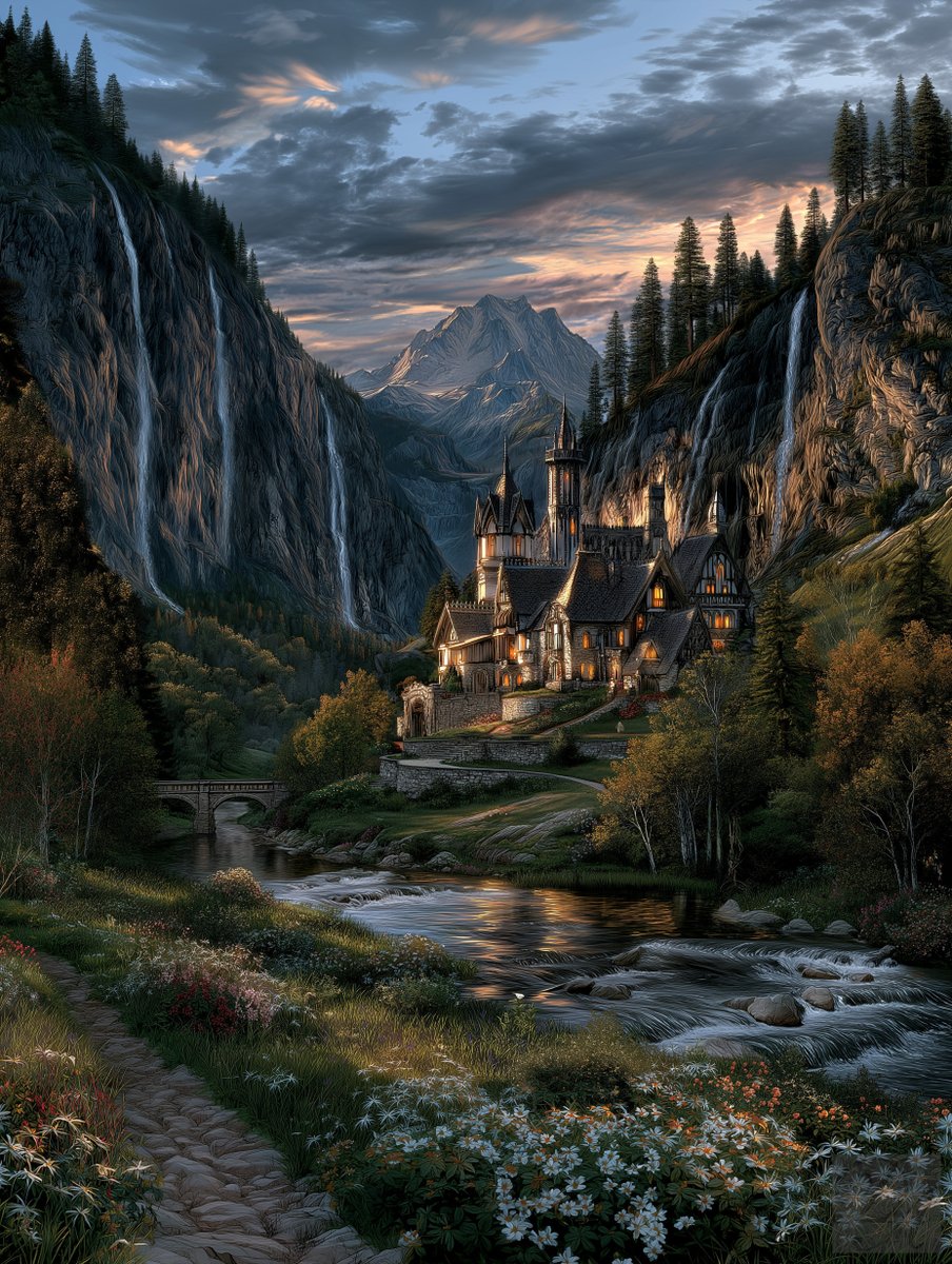 DutteArt's tweet photo. A gothic estate between the cliffs, waterfalls on both sides and one river leading deeper into the valley.

Would you enter the manor or follow the river?

#FantasyLandscape #GothicArchitecture

https://t.co/r8ccvDYxQL https://t.co/vIAV0bdYtF