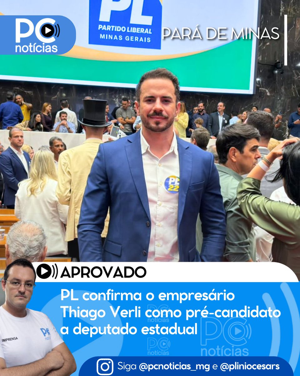 pliniocesars's tweet photo. ✅️APROVADO | A Convenção Estadual do PL aprovou, nesta segunda, 27, a pré-candidatura do empresário Thiago Verli ao cargo de deputado estadual nas eleições de 2026. 
Saiba + em https://t.co/F6LVrZY7la https://t.co/RjcxWYGRs6