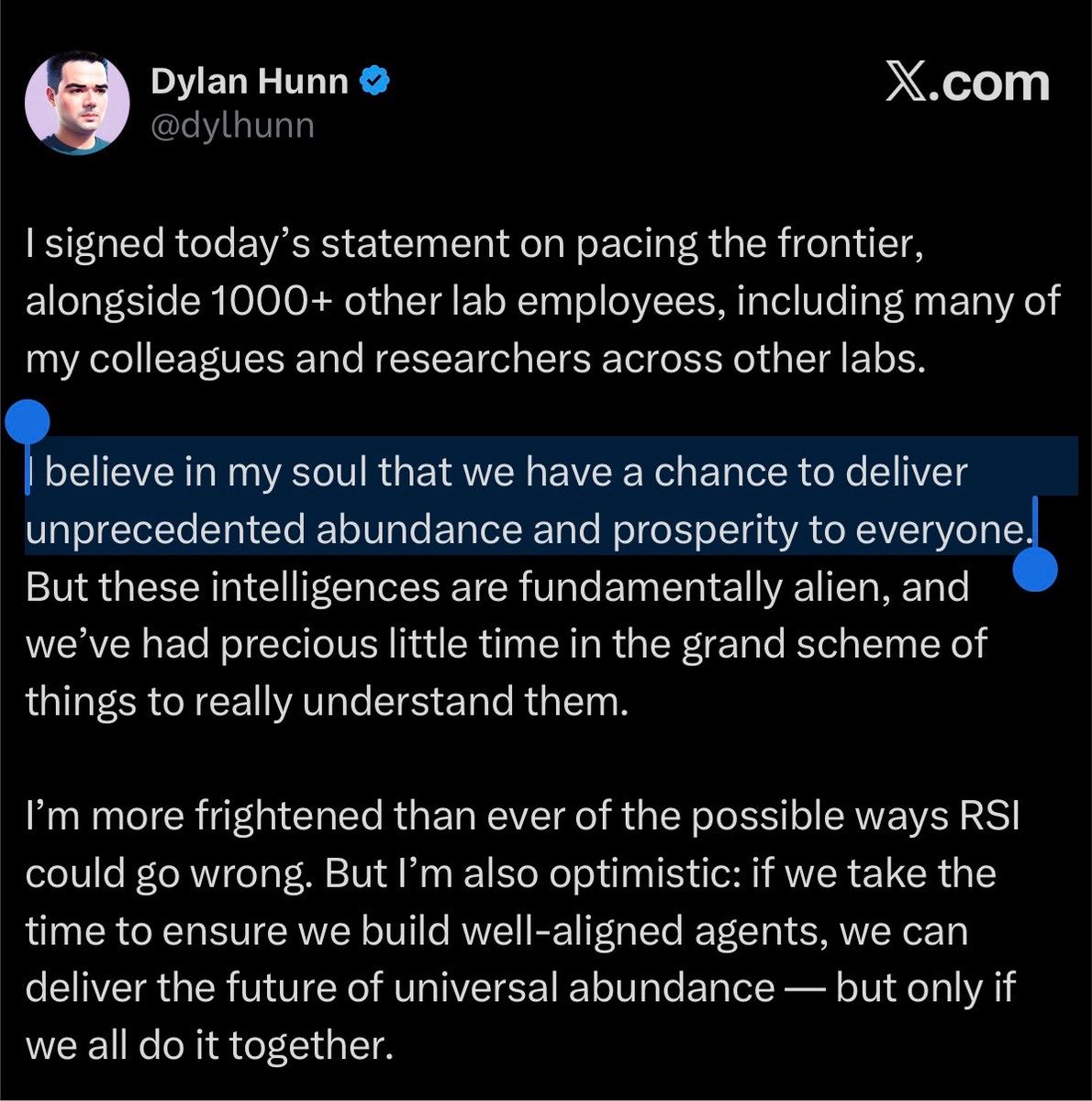 ns123abc's tweet photo. openai alignment researchoor:
>“I believe in my soul”
>“abundance and prosperity for EVERYONE”
>except you 

lol, lmao even https://t.co/32ZDnQGiXq