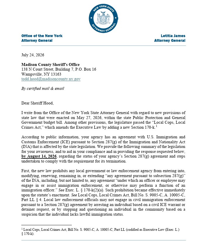 libsoftiktok's tweet photo. Madison County Sheriff Todd Hood has pledged to CONTINUE working with ICE despite receiving a warning letter from the NY AG's office demanding he stop.

Good on this sheriff for keeping citizens safe from foreign criminals despite Democrats’ best efforts to protect illegals!

HERO