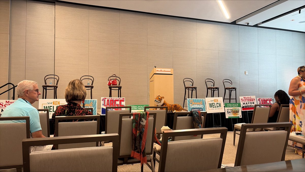 junosemhoun's tweet photo. The stage is set for tonight’s St. Pete mayoral debate at the @jamesmuseum! https://t.co/zRxs7BiEhq