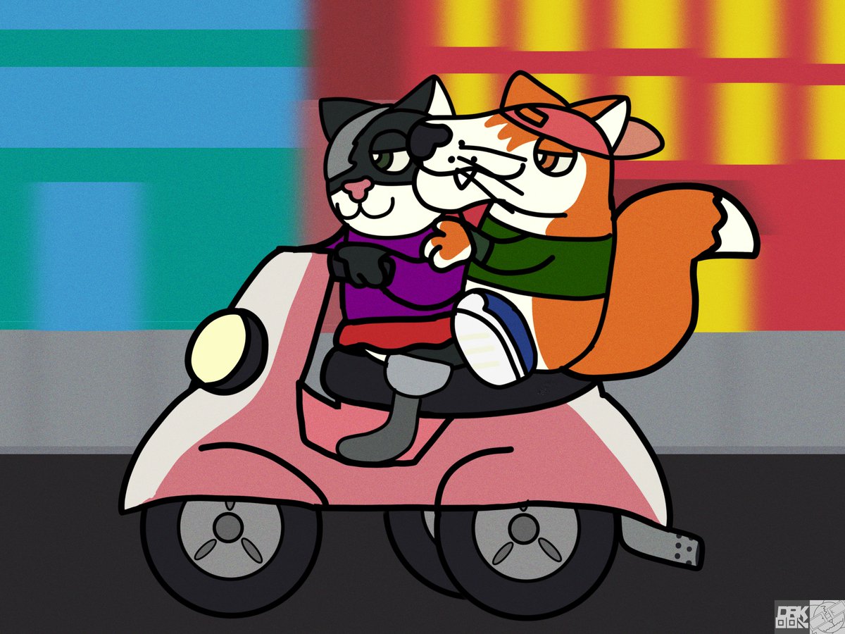 Dadork400's tweet photo. I'm soooooo Shit at Drawing Vehicles of any kind but here's The Record Store owner and The DJ Driving their lovely 3 Wheeled Scooter! https://t.co/7kKWsvQaI6