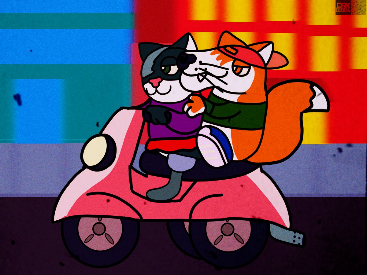 Dadork400's tweet photo. I'm soooooo Shit at Drawing Vehicles of any kind but here's The Record Store owner and The DJ Driving their lovely 3 Wheeled Scooter! https://t.co/7kKWsvQaI6