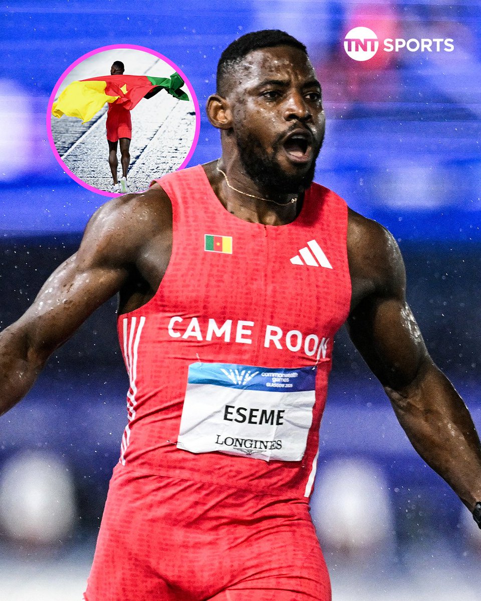 tntsports's tweet photo. Emmanuel Eseme only started athletics when he was 24...

Today at 32 years old, he has won a 100m gold medal at the Commonwealth Games with a Games Record of 9.83s - Cameroon's first Commonwealth medal for 20 years! 🔥

Anything is possible. https://t.co/dsagxk1TYQ