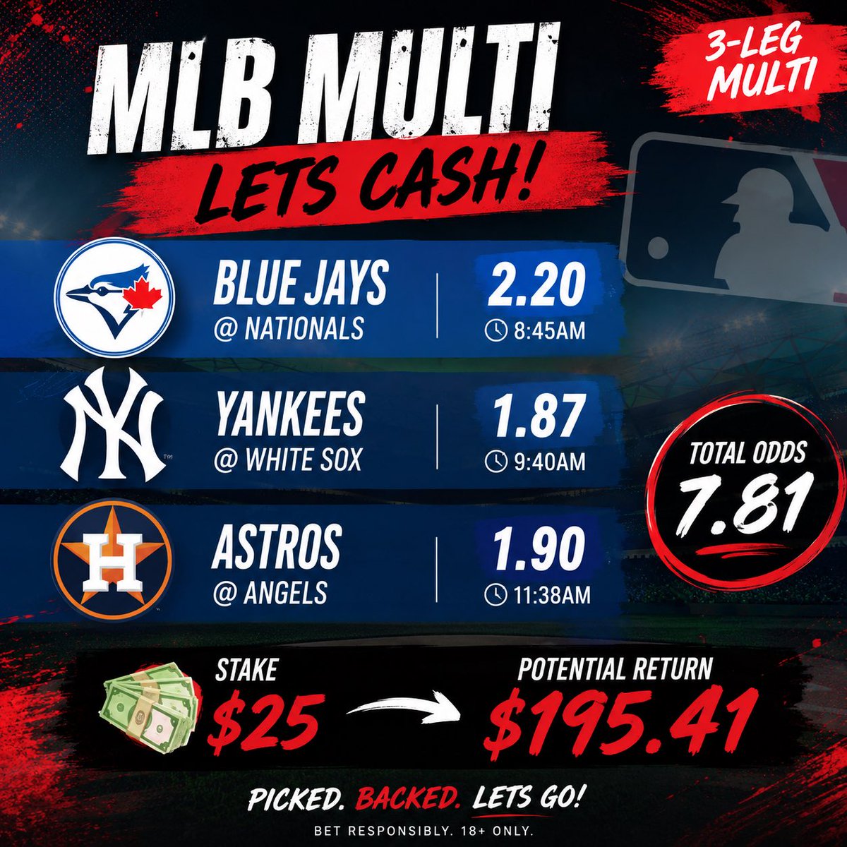 TezzaPunts's tweet photo. Today’s #MLB multi https://t.co/lCFfD7YRIv