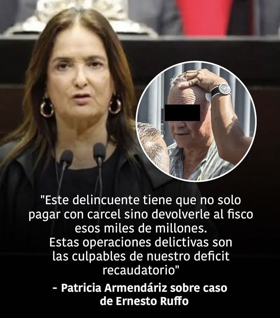 RiosAnaMa's tweet photo. A través de
redes sociales, Patricia Armendáriz se pronunció sobre el caso de Ernesto Ruffo Appel y afirmó que, de comprobarse los hechos, debería enfrentar prisión y devolver al fisco los recursos presuntamente evadidos. https://t.co/wpRmnVFT3T