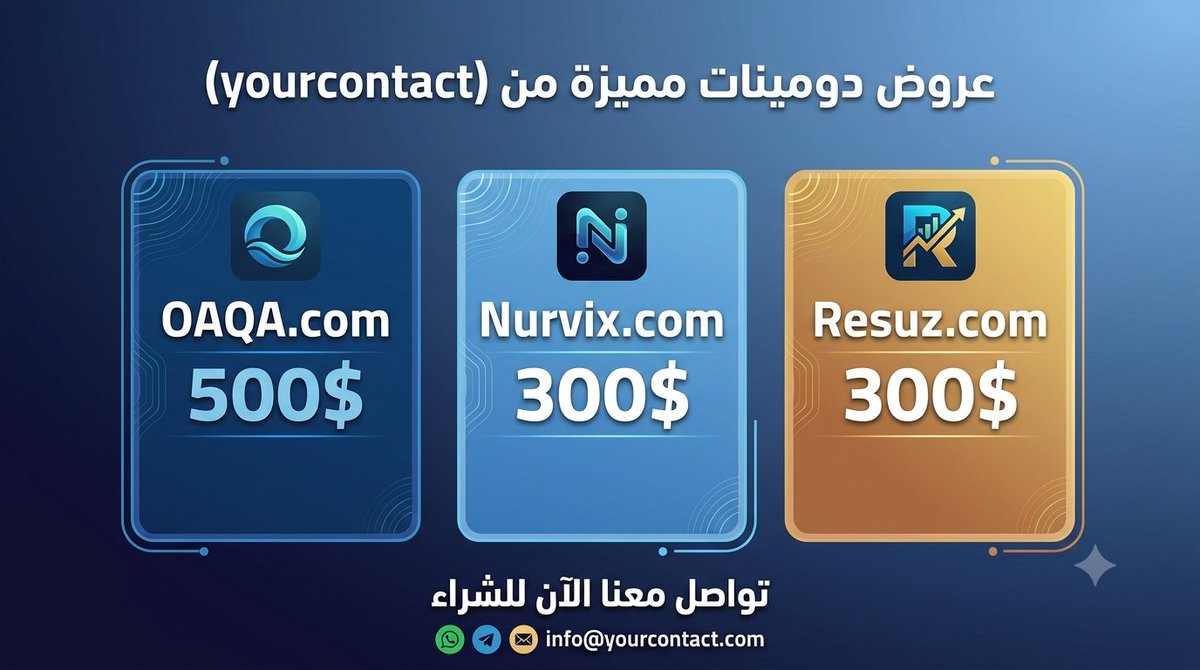 fcmsdomain's tweet photo. 3x Premium .com Domains Available
​🔹 https://t.co/umOG3XVCgK – $500
🔹 https://t.co/ekvvX3vkqf – $300
🔹 https://t.co/hXMhKMVNmD –$300
​Short, brandable &amp; ready for your next project. DM to acquire! 📩
​#Afternic #DanCom #DomainForSale #PremiumDomains #Startups #BrandableDomains https://t.co/f1Oht9eHK6