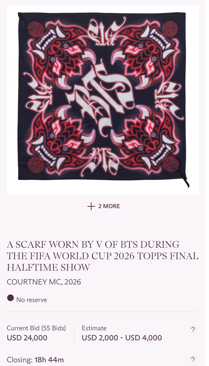 TaehyungUSA's tweet photo. 🚨 Auction Update: Taehyung’s scarf just hit $24,000! 🔥 https://t.co/OXleWfUNyz