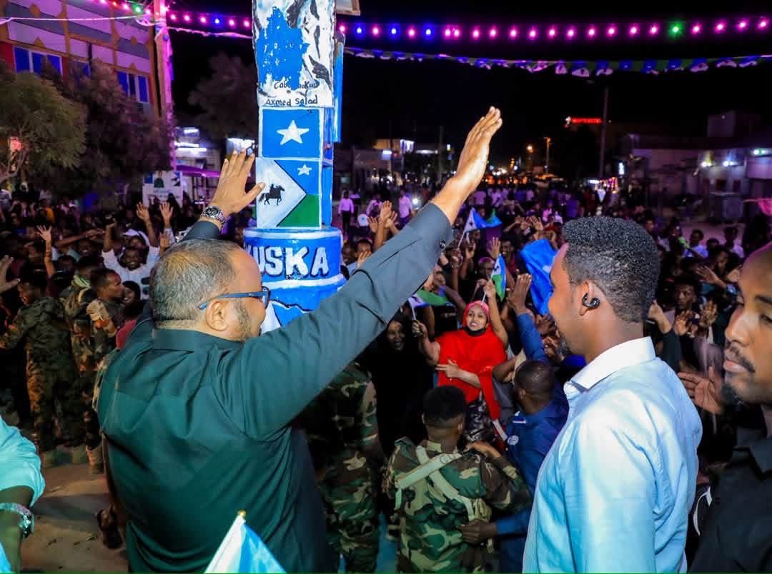 dervish1920's tweet photo. Tonight, we celebrated #Taalada #Shuhadada as part of the lead-up to #30July, the anniversary marking the founding of the #Northeast State, and it was attended by our President, H. E Abdikadir #Firdhiye, together with members of the public, in a spirit of unity and remembrance. https://t.co/DFqk2SIF8v