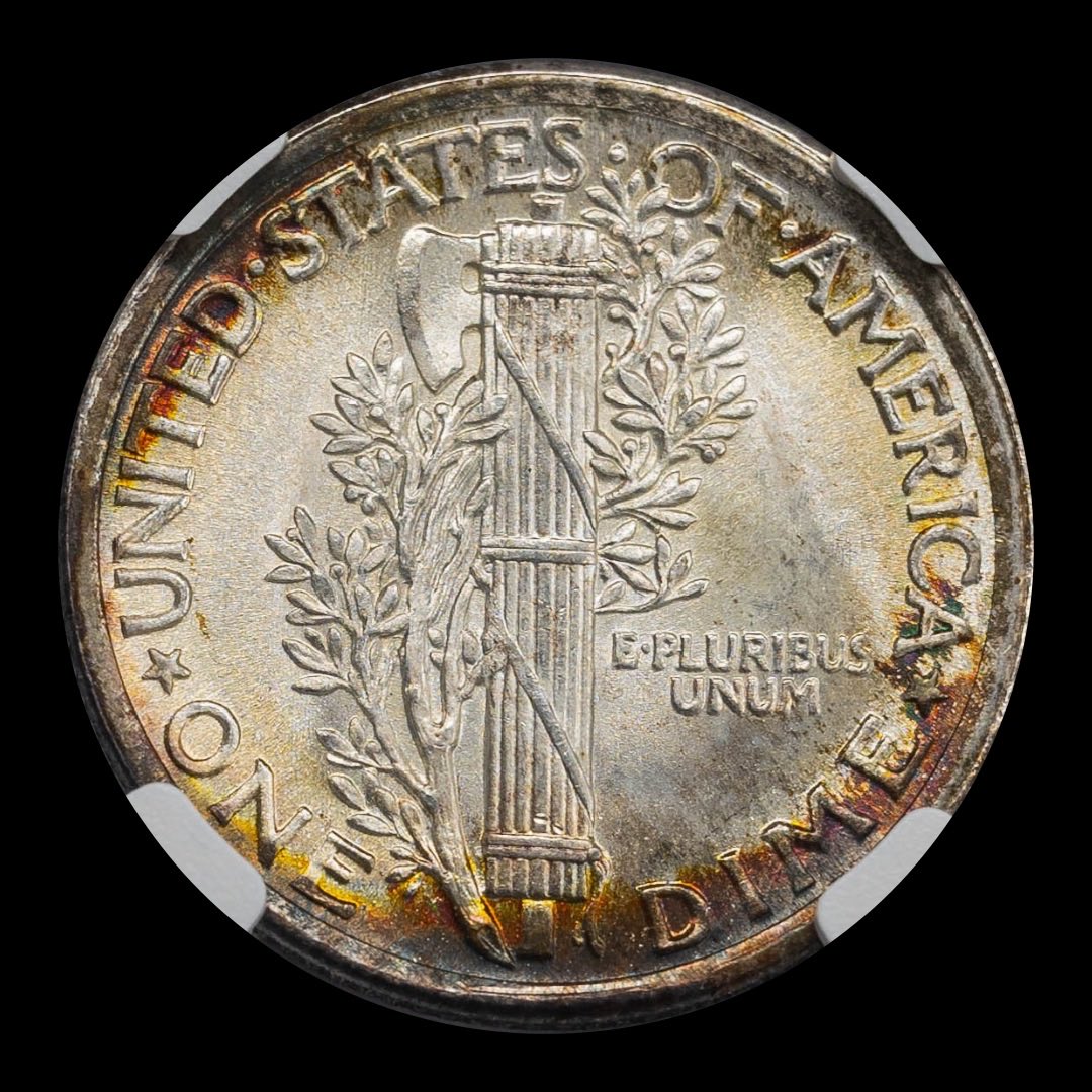 nfccoins's tweet photo. A touch of color and a century of history, this 1916 Mercury 10C MS67+⭐️FB NGC is proof that time can create sometime truly beautiful. 
 
Website: https://t.co/zUR029FanZ

eBay: https://t.co/DkDWkENait

#tnfc #tonertuesday #rainbowtonedcoins #tonedcoins #ngccoin https://t.co/9SkZKTPAEb