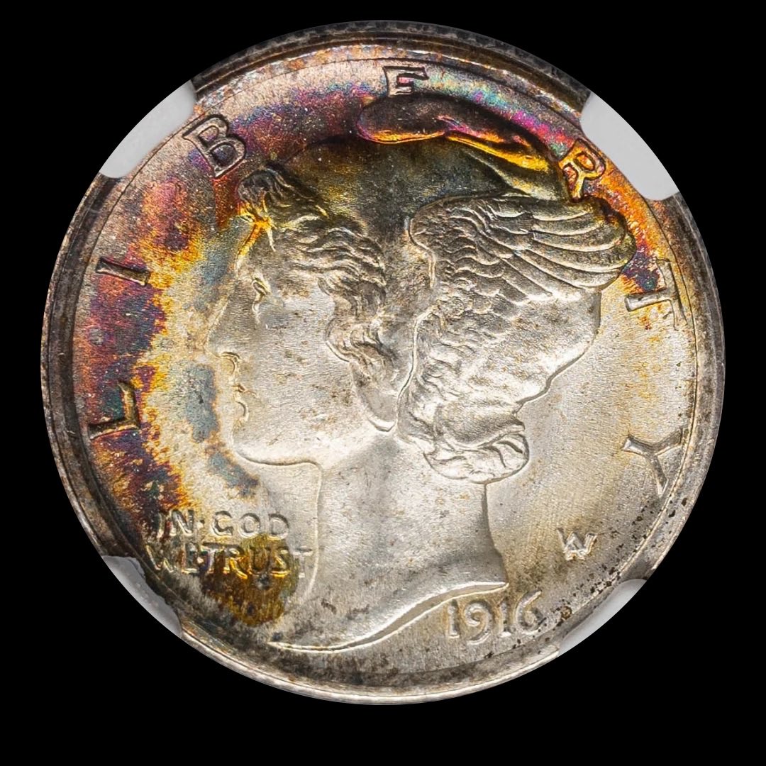 nfccoins's tweet photo. A touch of color and a century of history, this 1916 Mercury 10C MS67+⭐️FB NGC is proof that time can create sometime truly beautiful. 
 
Website: https://t.co/zUR029FanZ

eBay: https://t.co/DkDWkENait

#tnfc #tonertuesday #rainbowtonedcoins #tonedcoins #ngccoin https://t.co/9SkZKTPAEb