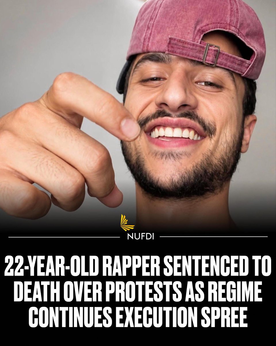 NUFDIran's tweet photo. 22-year-old rapper Mahnam Nobakht Safavi has been sentenced to death, as the regime continues its execution spree of innocent protesters.

Mahnam was arrested during January protests, and has been charged with "waging war against Allah through propaganda against the regime." https://t.co/FMyytCgQ5T